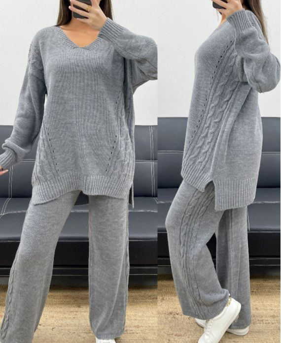 Ensemble mailles gris