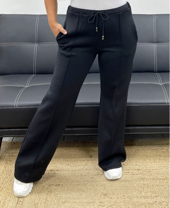 Pantalon noir 2 poches avec plis nervurés