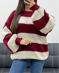 Pull oversize a rayures burgundy