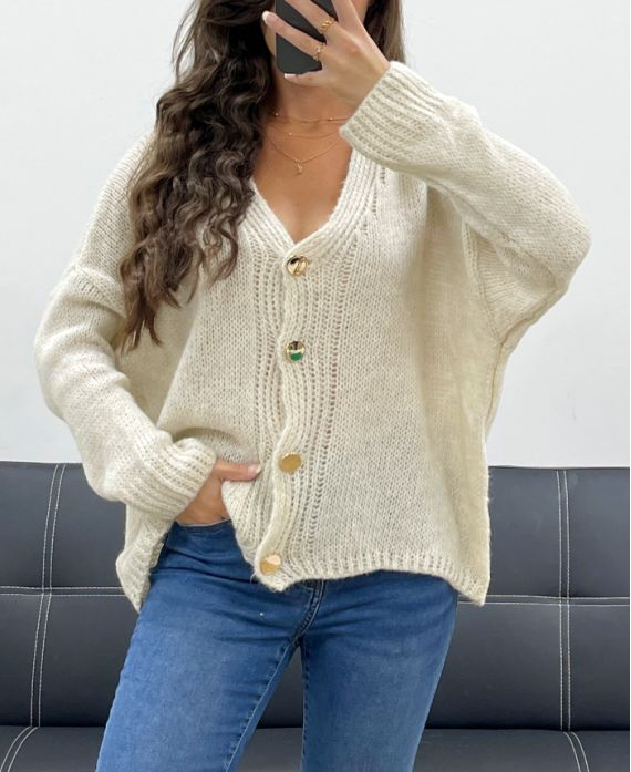 Gilet pull oversize doux beige