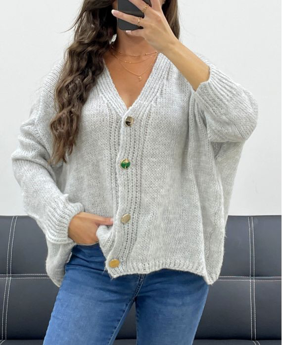 Gilet pull oversize gris