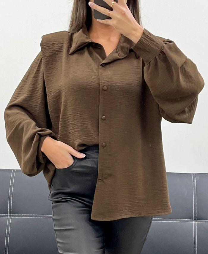 Chemise à épaulettes chocolat