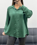 Chemise en satin cloutée vert