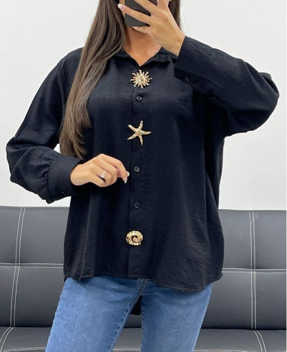 Chemise à boutons fantaisie noir
