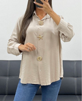 Chemise à boutons fantaisie beige