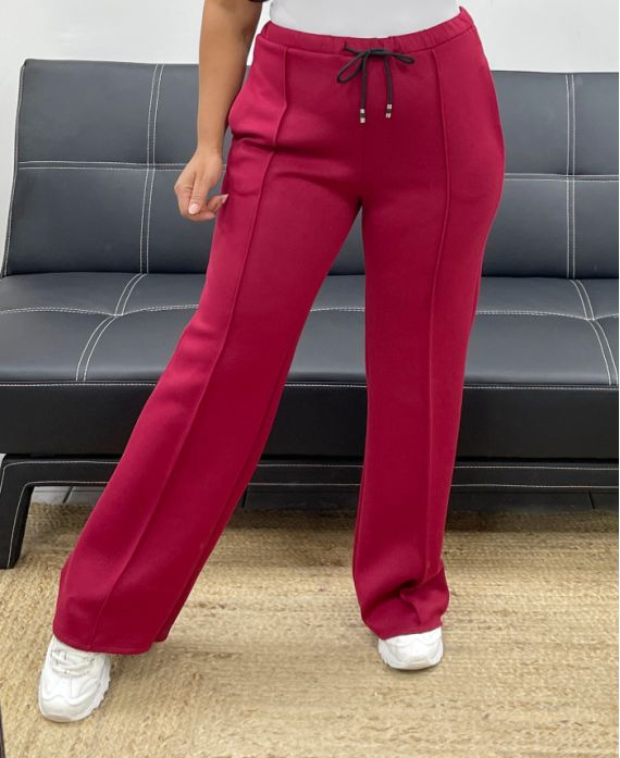 Pantalon 2 poches bordeaux avec plis nervurés
