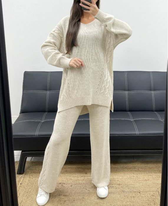 Ensemble mailles beige