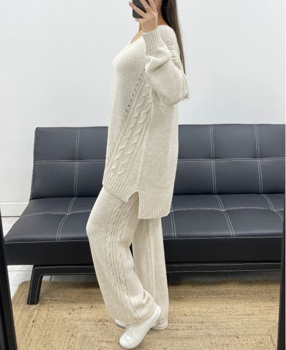 Ensemble mailles beige