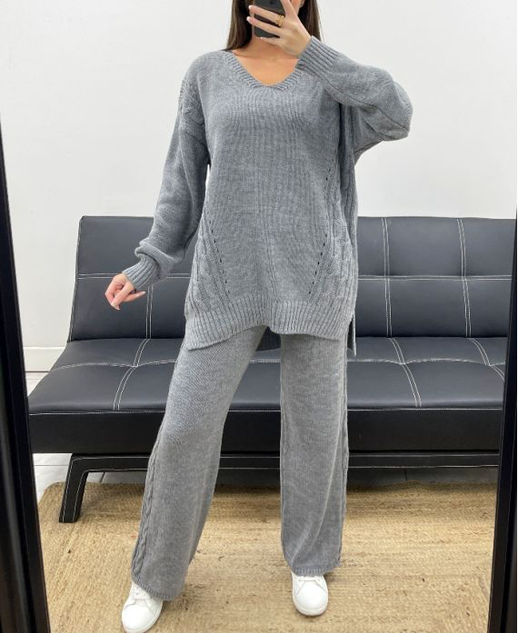 Ensemble mailles gris