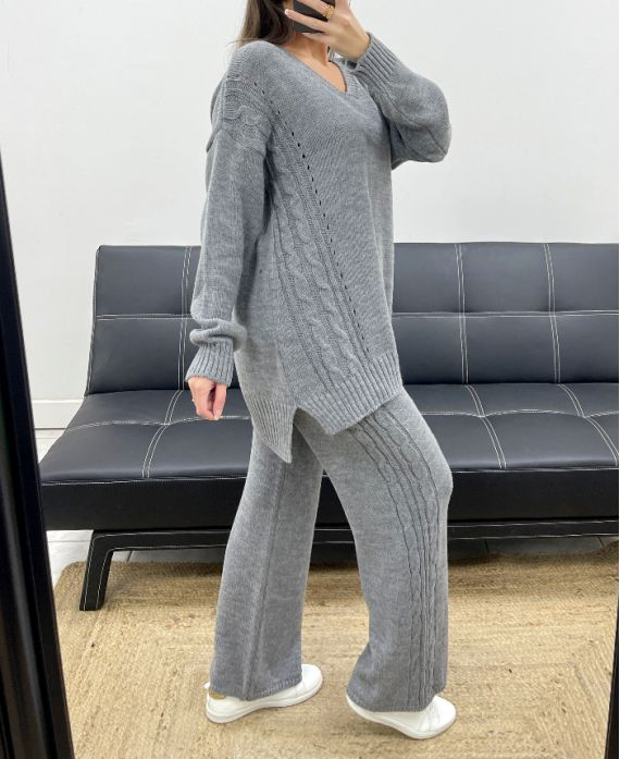 Ensemble mailles gris