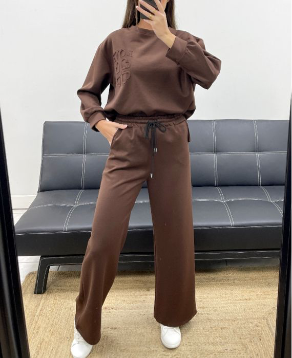 Ensemble noir sweat oversize LOVE + pantalon 2 poches