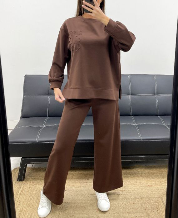 Ensemble noir sweat oversize LOVE + pantalon 2 poches