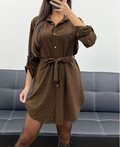 Robe tunique chocolat cloutée + ceinture