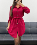 Robe tunique rouge cloutée +ceinture