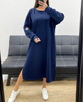 Robe oversize marine fentes
