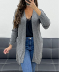 Gilet doux en laine mi-long gris