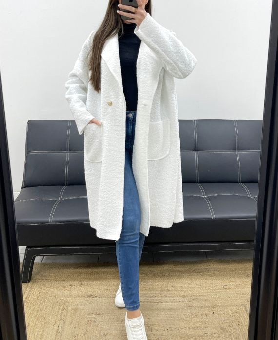 Manteau long  2 poches blanc
