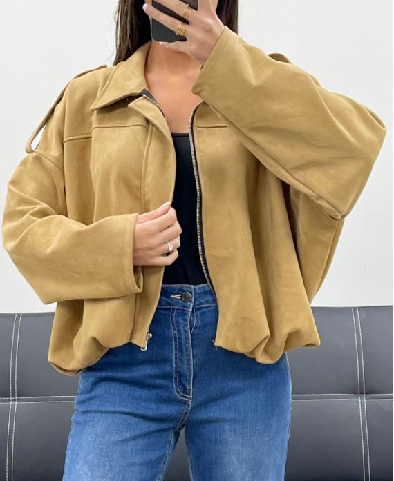 Veste en suédine camel clair