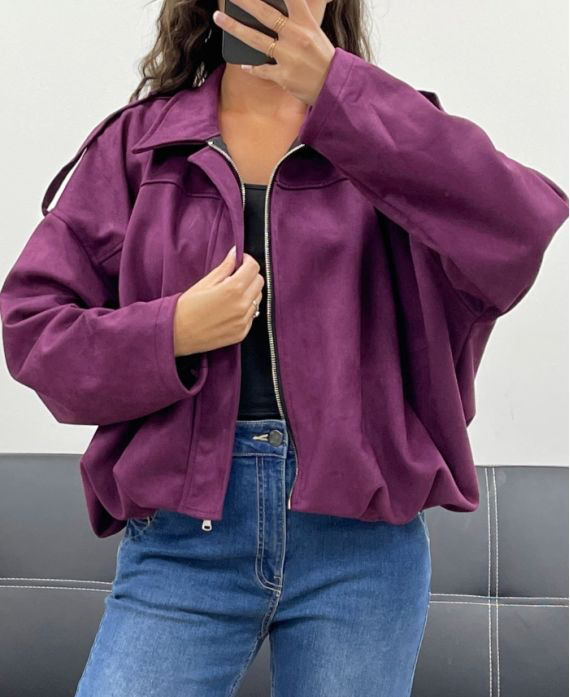 Veste en suédine prune