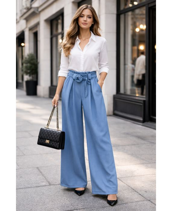 Pantalon large fluide smoke bleu jeans