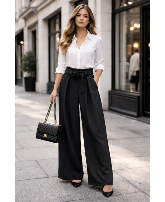 Pantalon large fluide smoke noir