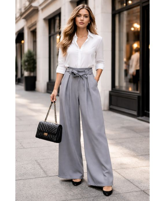 Pantalon fluide large smoke gris