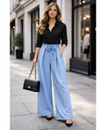 Pantalon large fluide smoke bleu ciel
