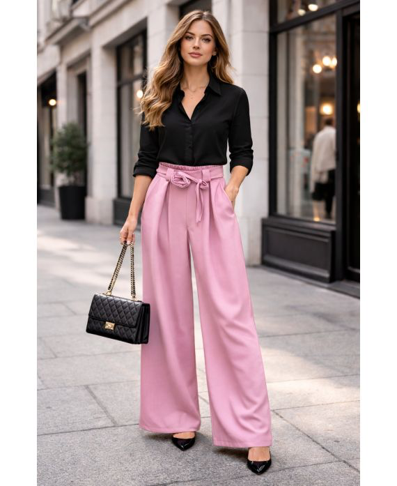 Pantalon large fluide smoke rose