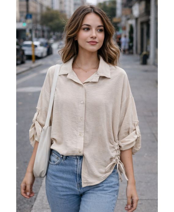 Chemise a cordons beige