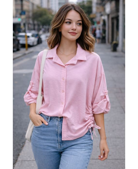 Chemise a cordons rose