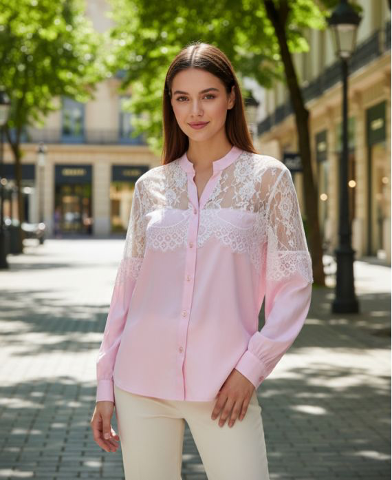 Chemise dentelle rose
