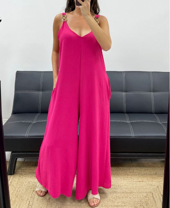 Combinaison oversize 2 poches fushia