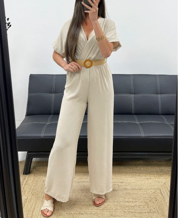 Combinaison pantalon beige + ceinture