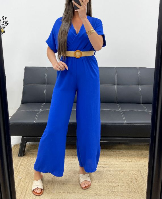 Combinaison pantalon bleu royal + ceinture