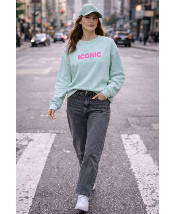 Sweat-shirt iconic vert pastel