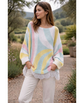 Pull oversize imprimée base dentelle vert pastel