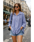 Chemise à rayures poche bleu marine