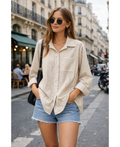 Chemise à rayures poche beige