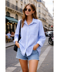 Chemise à rayures poche bleu ciel