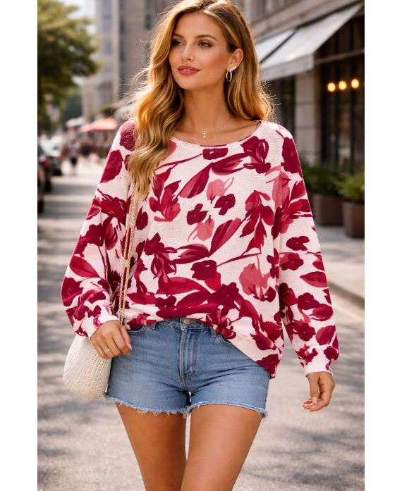 Pull imprimé rouge