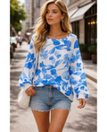 Pull imprimé bleu