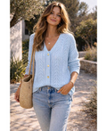 Gilet maille tricotée bleu ciel