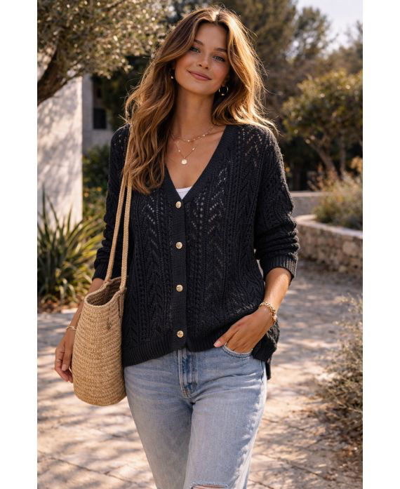 Gilet maille tricotée noir