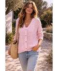 Gilet maille tricotée rose