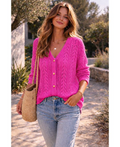 Gilet maille tricotée fushia