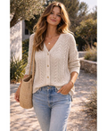 Gilet maille tricotée beige