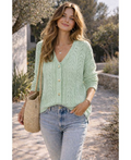 Gilet maille tricotée vert pastel