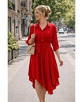 Robe asymétrique + ceinture rouge