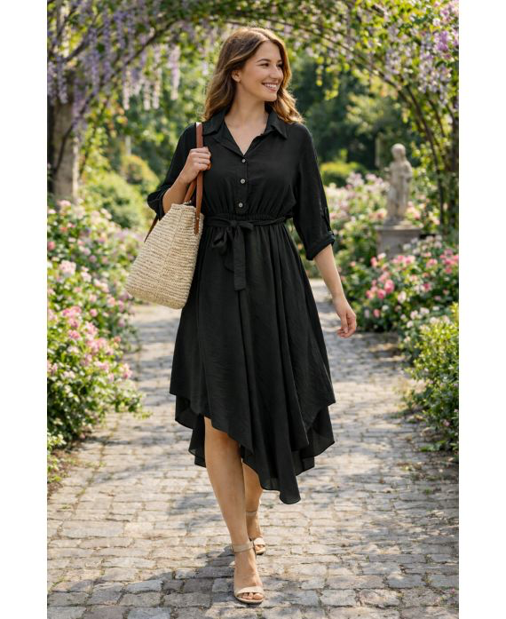 Robe asymétrique + ceinture noir