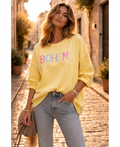 Sweat-shirt bohème paillettes jaune